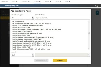 Add modules pop up